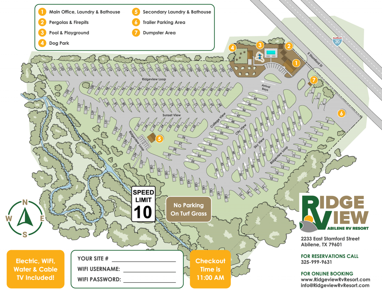 RV Resort Map of Ridgeview RV Park in Abilene, TX